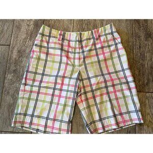 Nike Golf Shorts size 6 Fit Dry Bermuda‎ Short Plaid Pickleball Rainbow Pockets